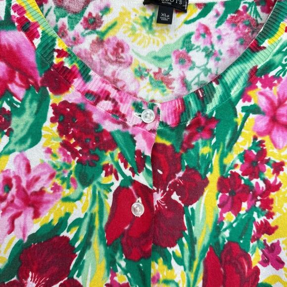 TALBOTS Charming Cardigan Button Front Spring Floral Multicolor Size XLP - Picture 8 of 13